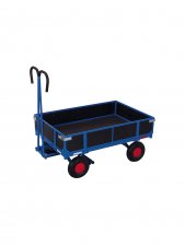 Plattformsvagn med draghandtag och sidoväggar, 700 kg, svart/blå