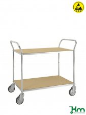 ESD bordsvagn 2 hyllplan med dubbla handtag