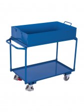 Bordsvagn med avtagbar stålbehållare, 250 kg, blå