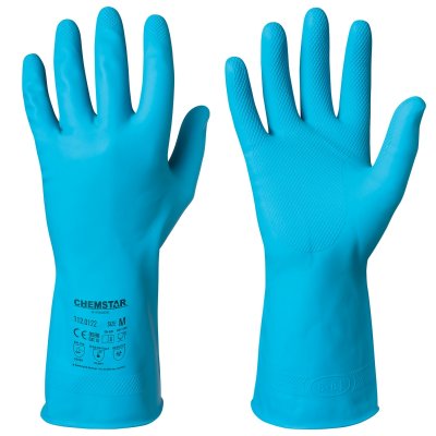 Kemikalieresistenta handskar, latex, Chemstar, blå