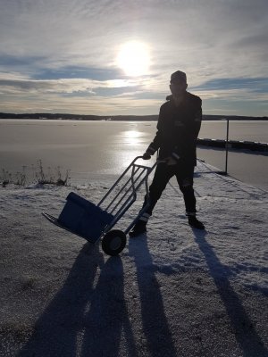 Micrologistics alu-pirra med hög rygg och trappmedar