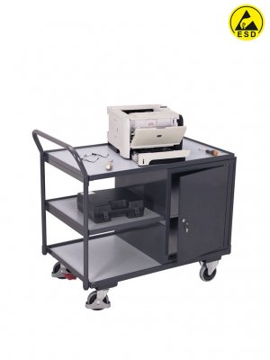 ESD hyllvagn 3 hyllplan och skåp