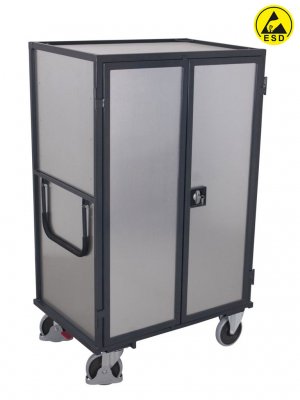 ESD hyllskåp på hjul med dörrar