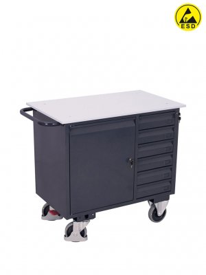 ESD hyllvagn 6 lådor, skåp och arbetsskiva