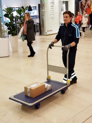 Plattformsvagn 500 kg, 1240 x 790 mm vit/blå, Fällbar