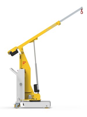 Just Lift JL150, liten mobil lyftkran upphissad