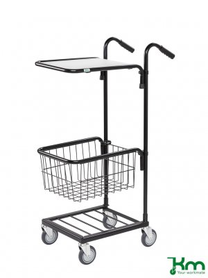 Minivagn 1 hyllplan, 1 korg, svart