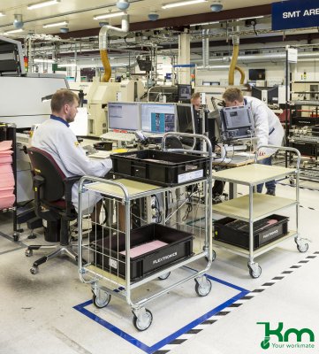 ESD bordsvagn används i produktion