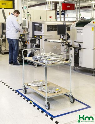 ESD bordsvagn används i produktion