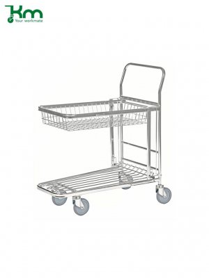 Butiksvagn elförzinkad med korg som går att fälla