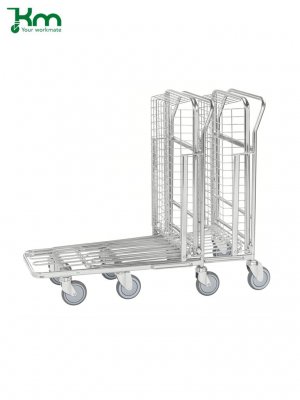 Butiksvagn elförzinkad, stapelbar och med korg som går att fälla