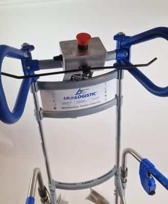 Styrhandtag och nödstoppsknapp till eldriven däckpirra