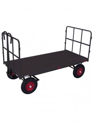 Plattformsvagn med draghandtag och 2 gavlar som klarar 1000-1250 kg, antracit