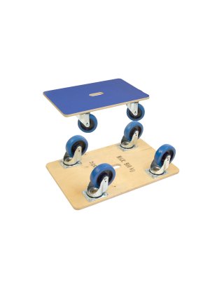 f Tralla 800 x 500 mm, med 160 mm hjul, undersida och ovansida