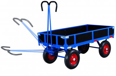 Plattformsvagn med draghandtag och 2 gavlar, flexibelt draghandtag